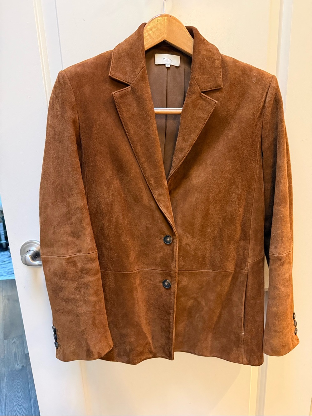Vince Suede Blazer Jacket in Chestnut Brown